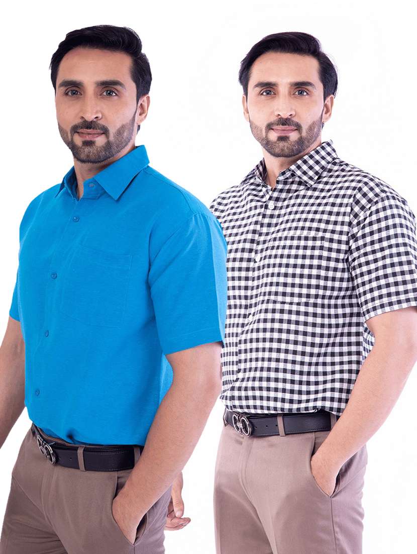 men pack of 2 solid short sleeves regular fit shirt