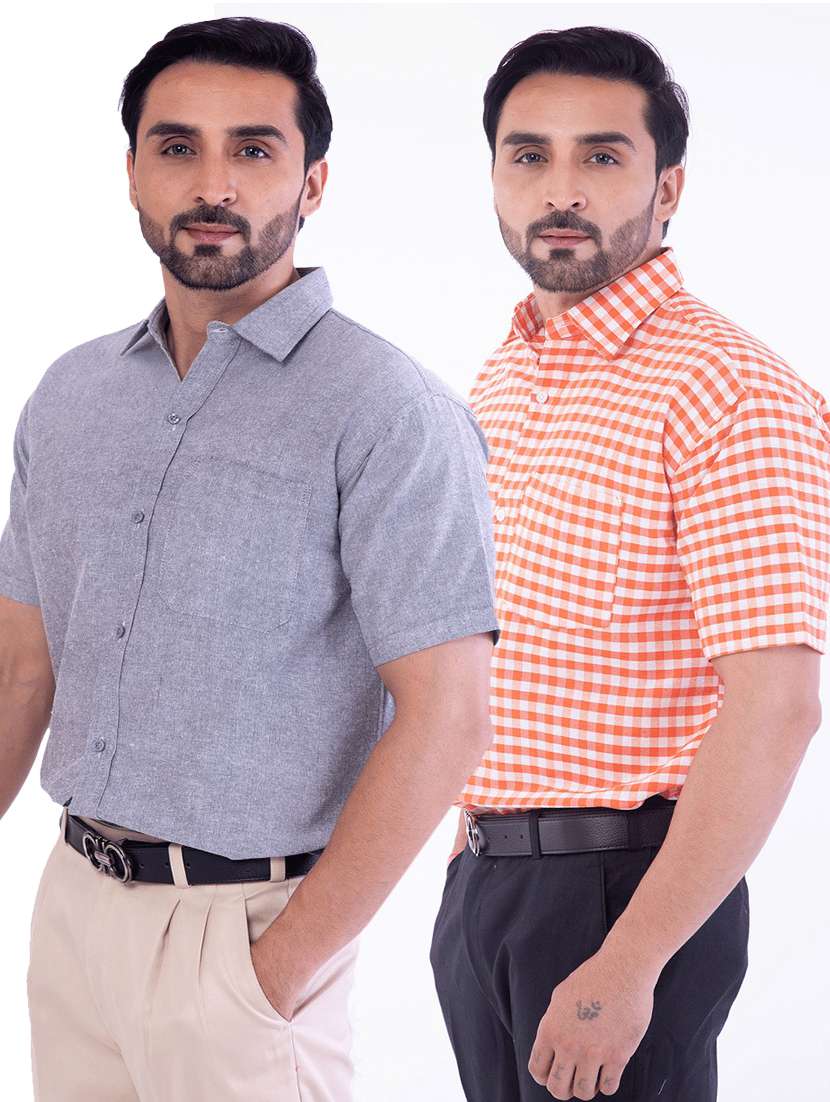 men pack of 2 solid short sleeves regular fit shirt