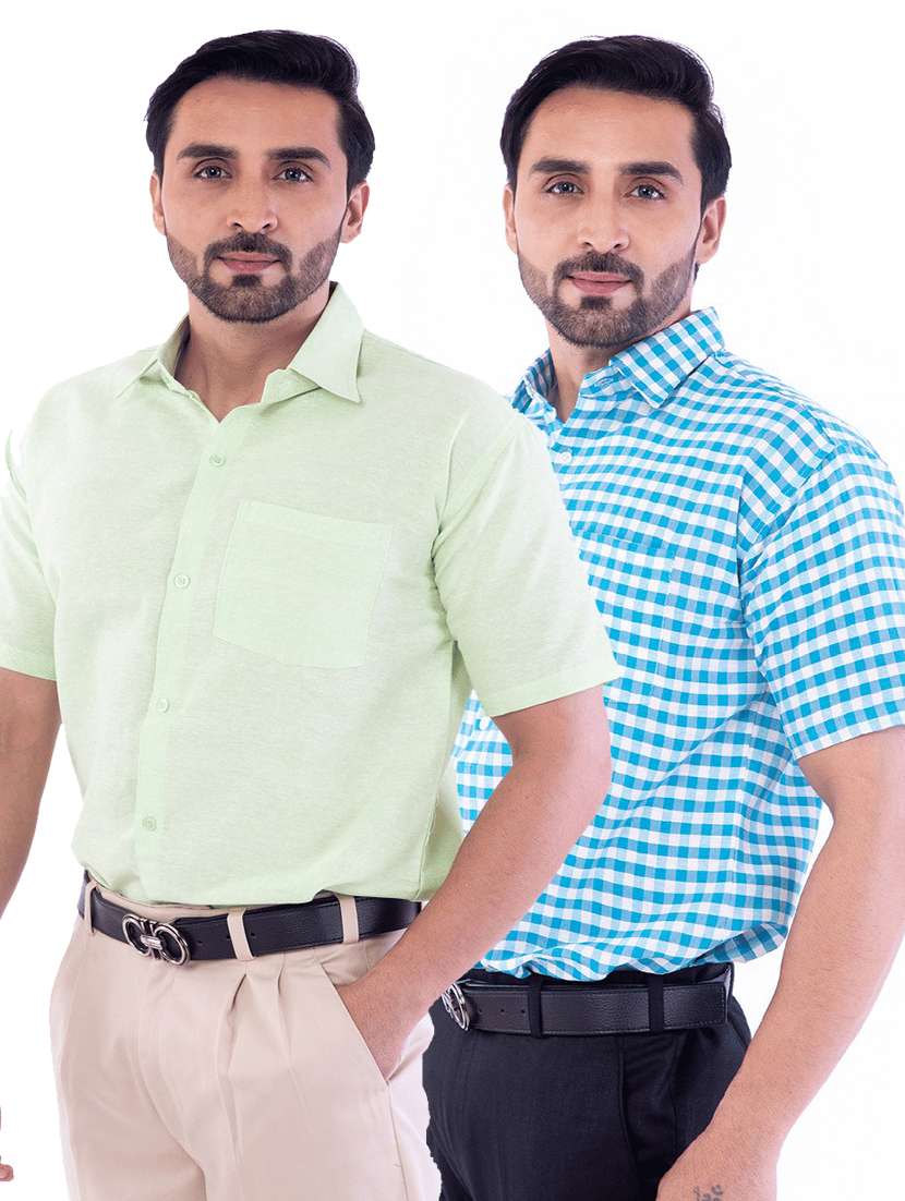men pack of 2 printed short sleeves regular fit shirt
