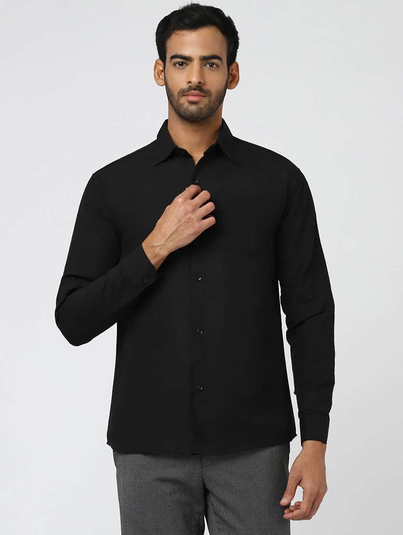 men solid long sleeves regular fit formal shirt