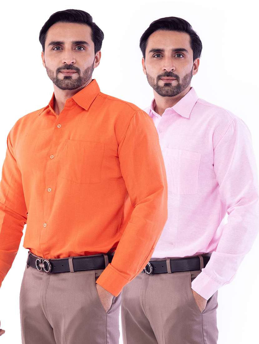 men pack of 2 solid long sleeves regular fit shirt