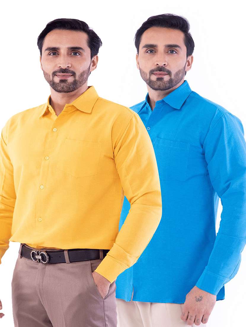men pack of 2 solid long sleeves regular fit shirt