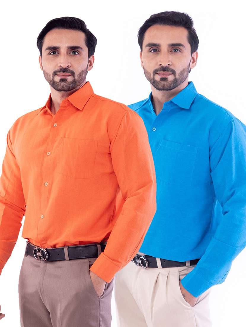men pack of 2 solid long sleeves regular fit shirt