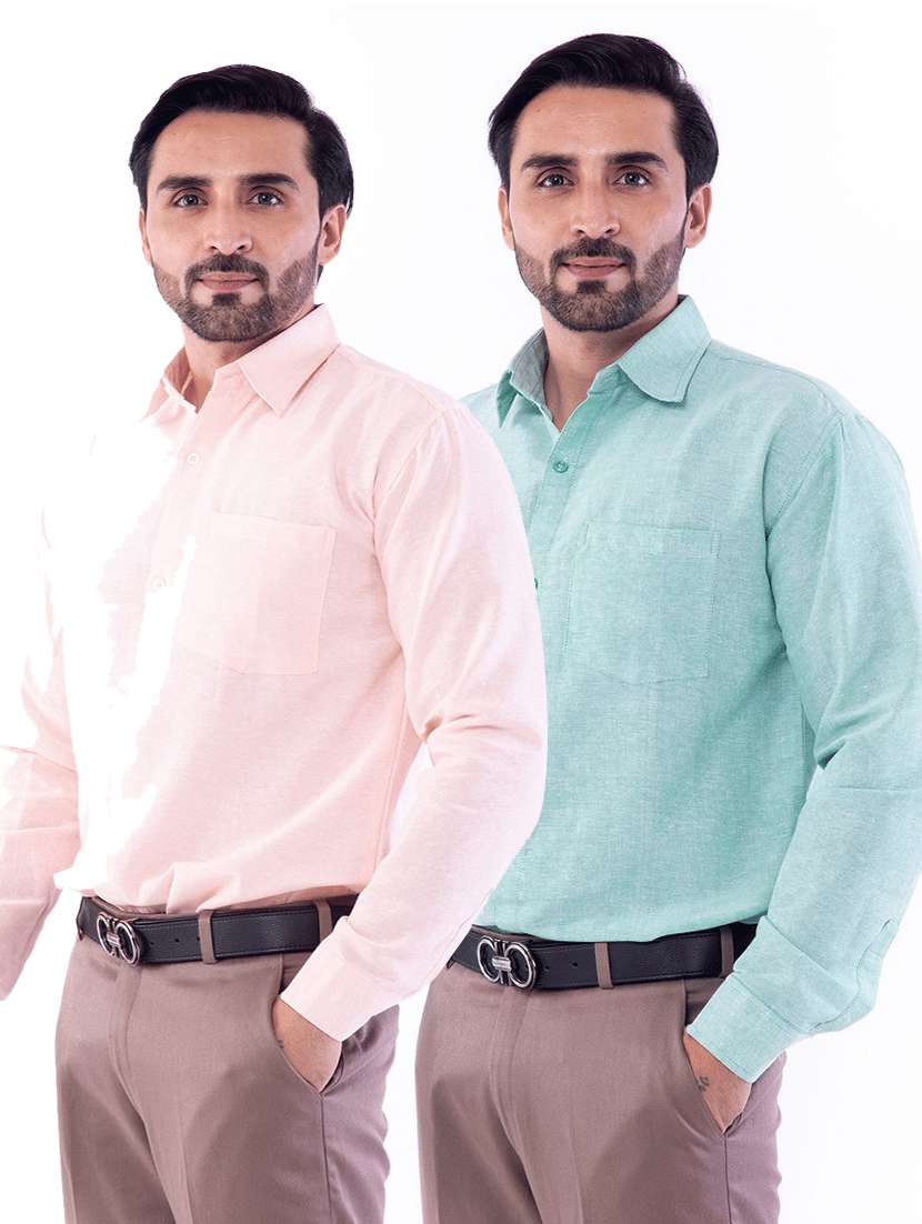 men pack of 2 solid long sleeves regular fit shirt