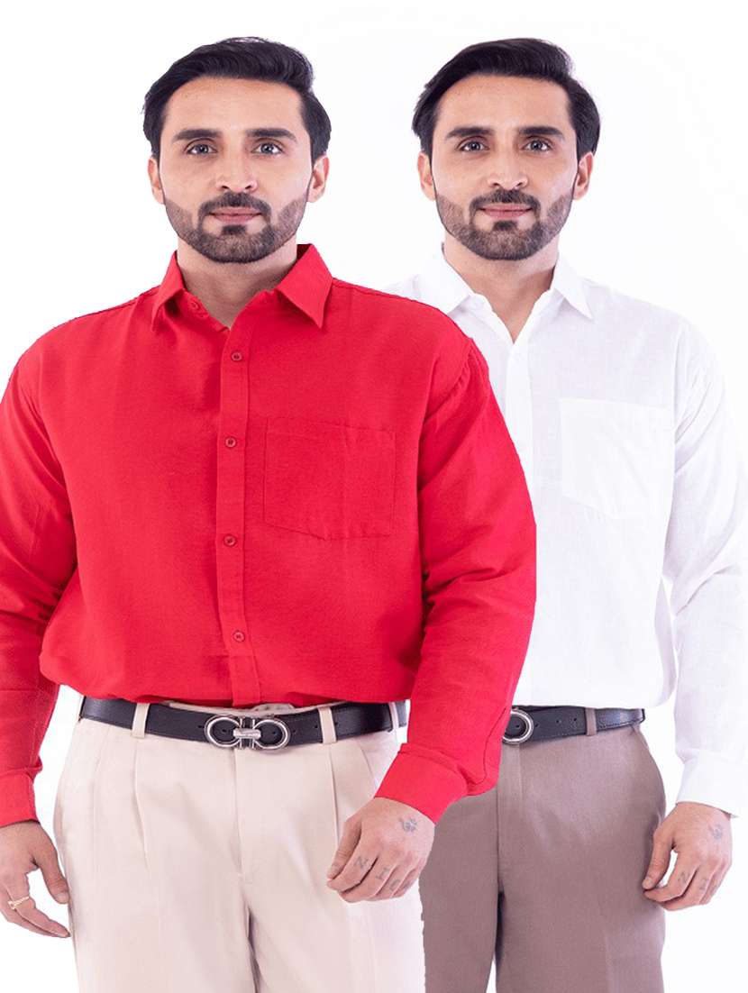 men pack of 2 solid long sleeves regular fit shirt