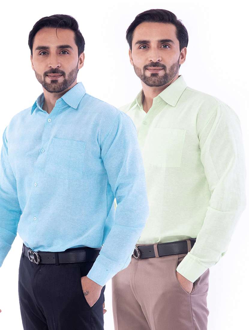 men pack of 2 solid long sleeves regular fit shirt