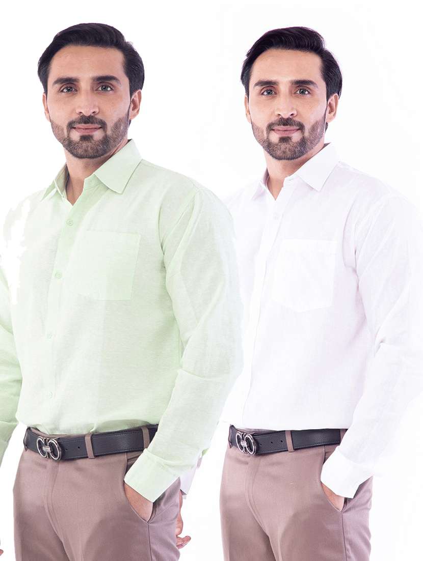 men pack of 2 solid long sleeves regular fit shirt