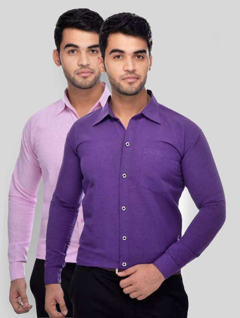 men pack of 2 solid long sleeves regular fit shirt