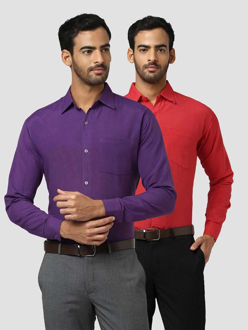 men pack of 2 solid long sleeves regular fit shirt