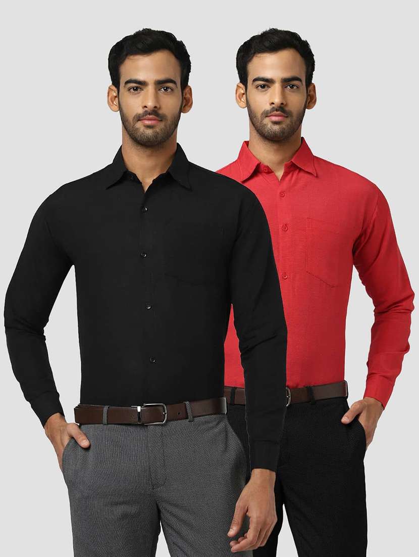 men pack of 2 solid long sleeves regular fit shirt