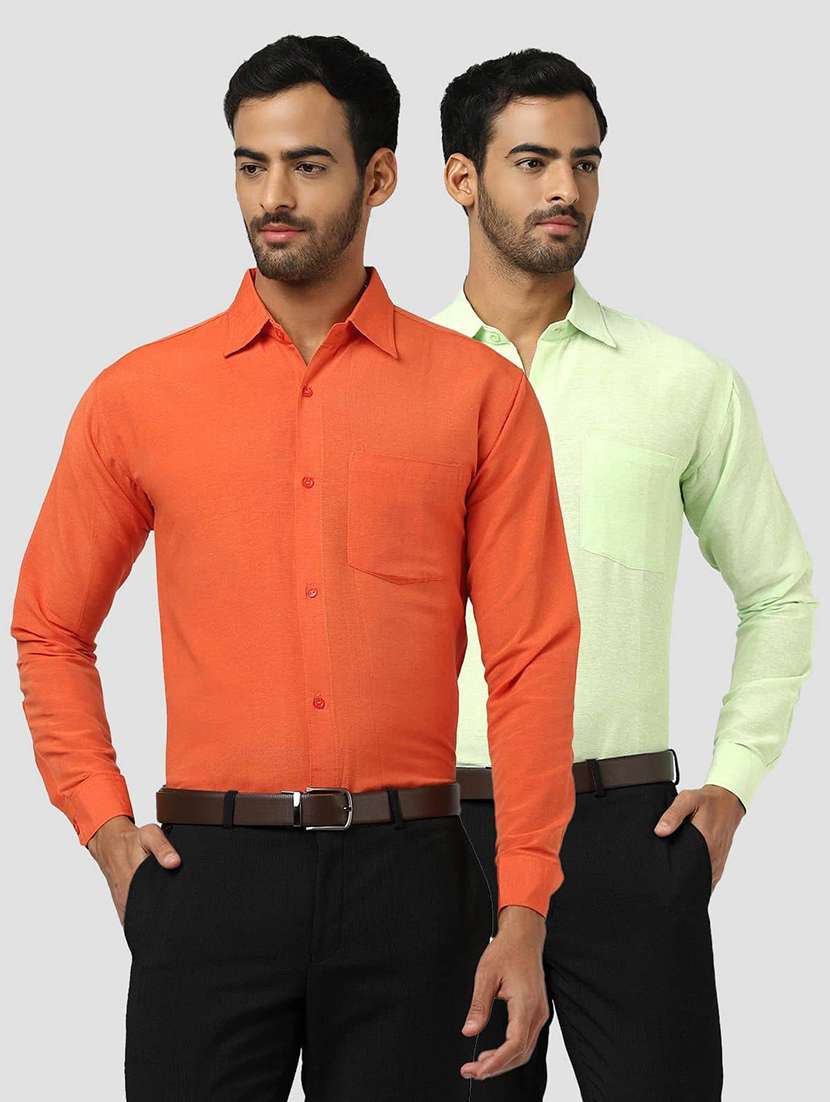 men pack of 2 solid long sleeves regular fit shirt