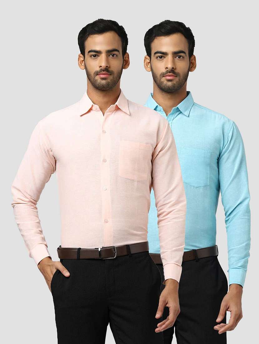 men pack of 2 solid long sleeves regular fit shirt