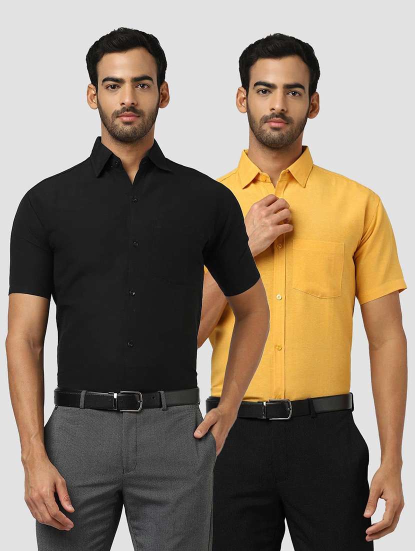 men pack of 2 solid short sleeves regular fit shirt