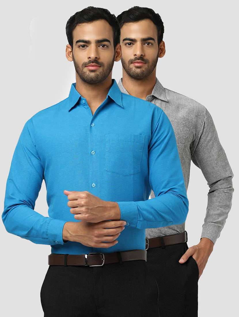 men pack of 2 solid long sleeves regular fit shirt