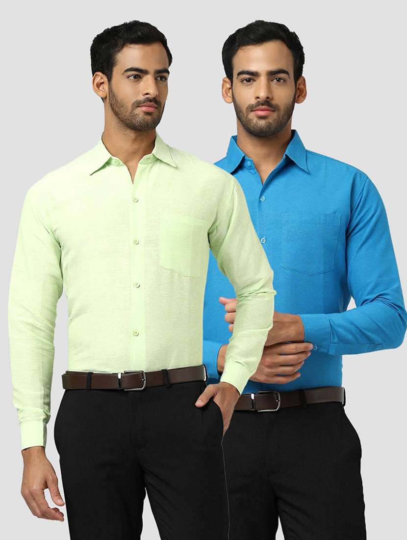 men pack of 2 solid long sleeves regular fit shirt