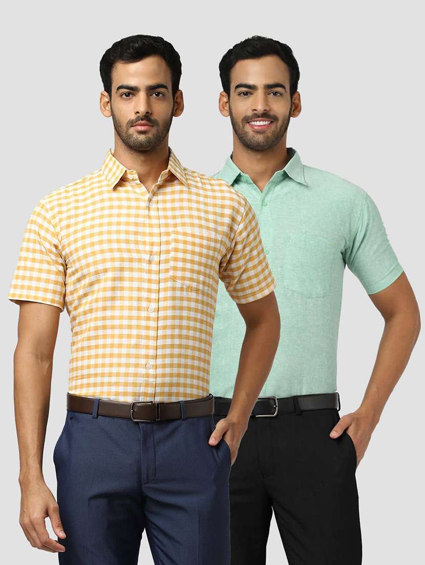 men pack of 2 solid short sleeves regular fit shirt