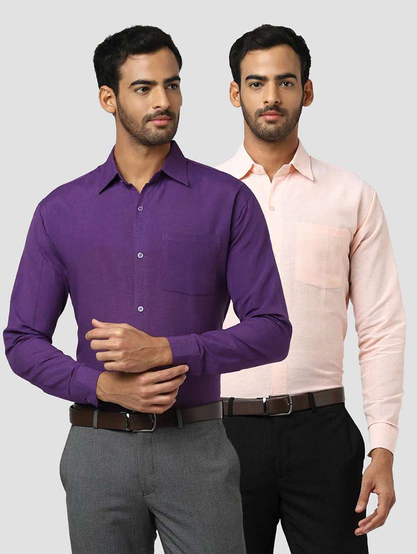 men pack of 2 solid long sleeves regular fit shirt