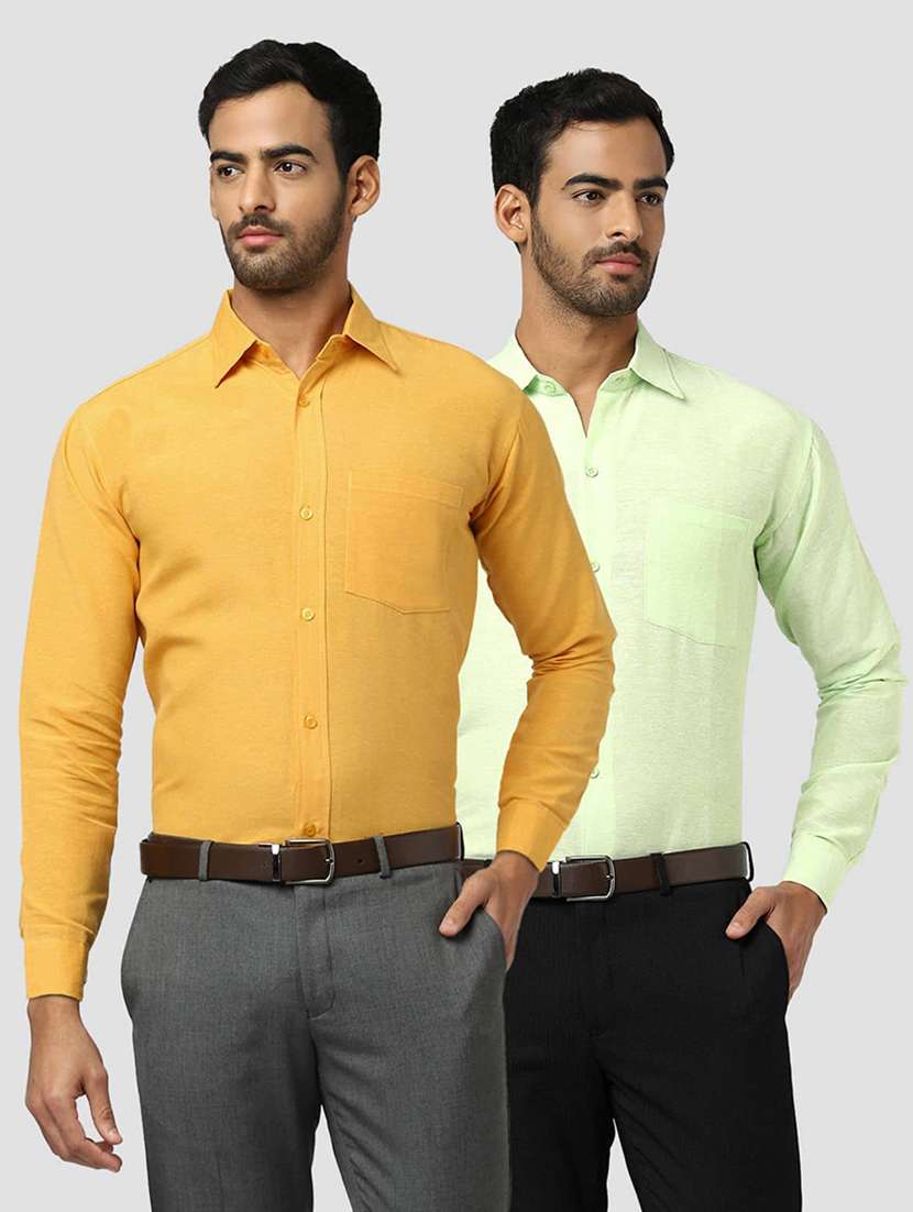 men pack of 2 solid long sleeves regular fit shirt