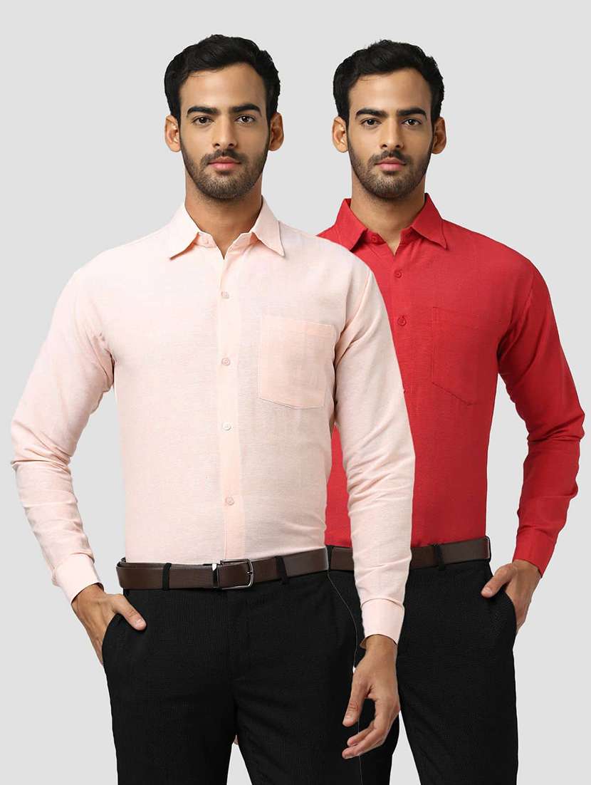 men pack of 2 solid long sleeves regular fit shirt