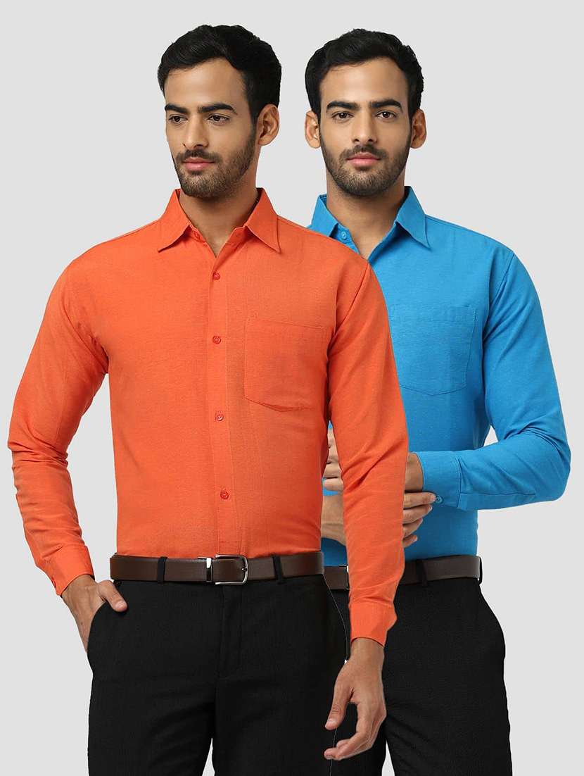 men pack of 2 solid long sleeves regular fit shirt