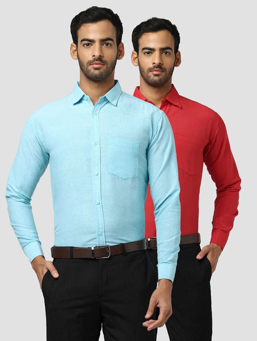 men pack of 2 solid long sleeves regular fit shirt