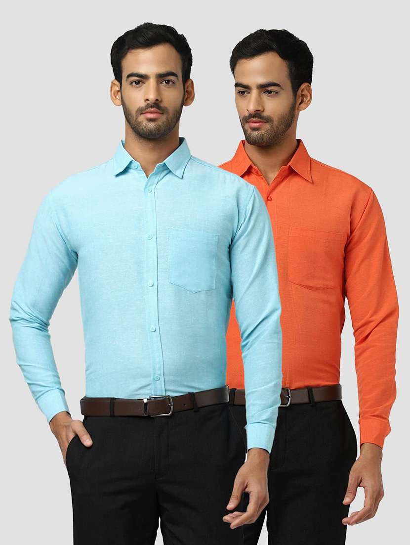 men pack of 2 solid long sleeves regular fit shirt