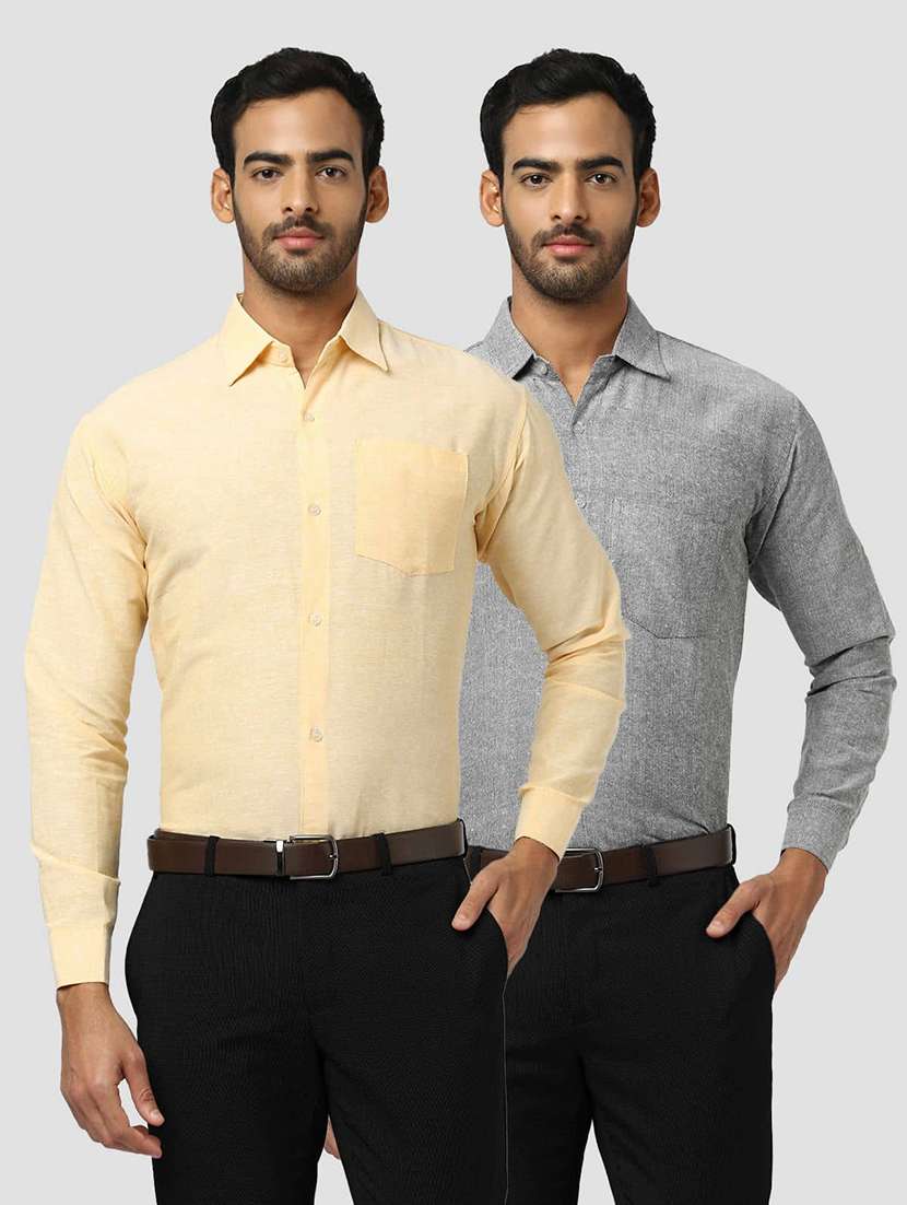 men pack of 2 solid long sleeves regular fit shirt