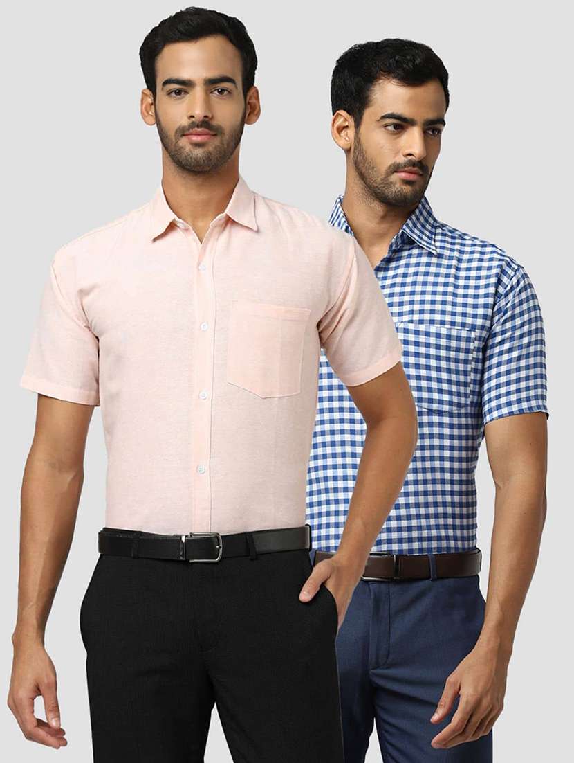 men pack of 2 solid short sleeves regular fit shirt