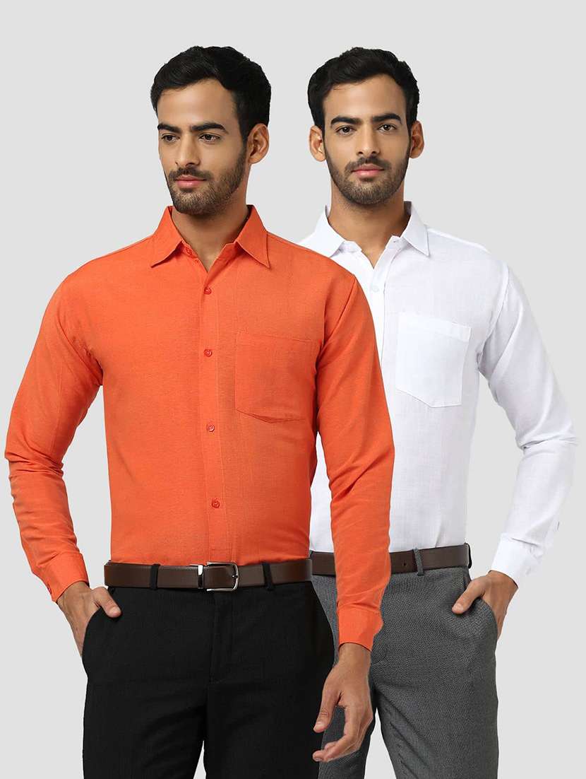 men pack of 2 solid long sleeves regular fit shirt