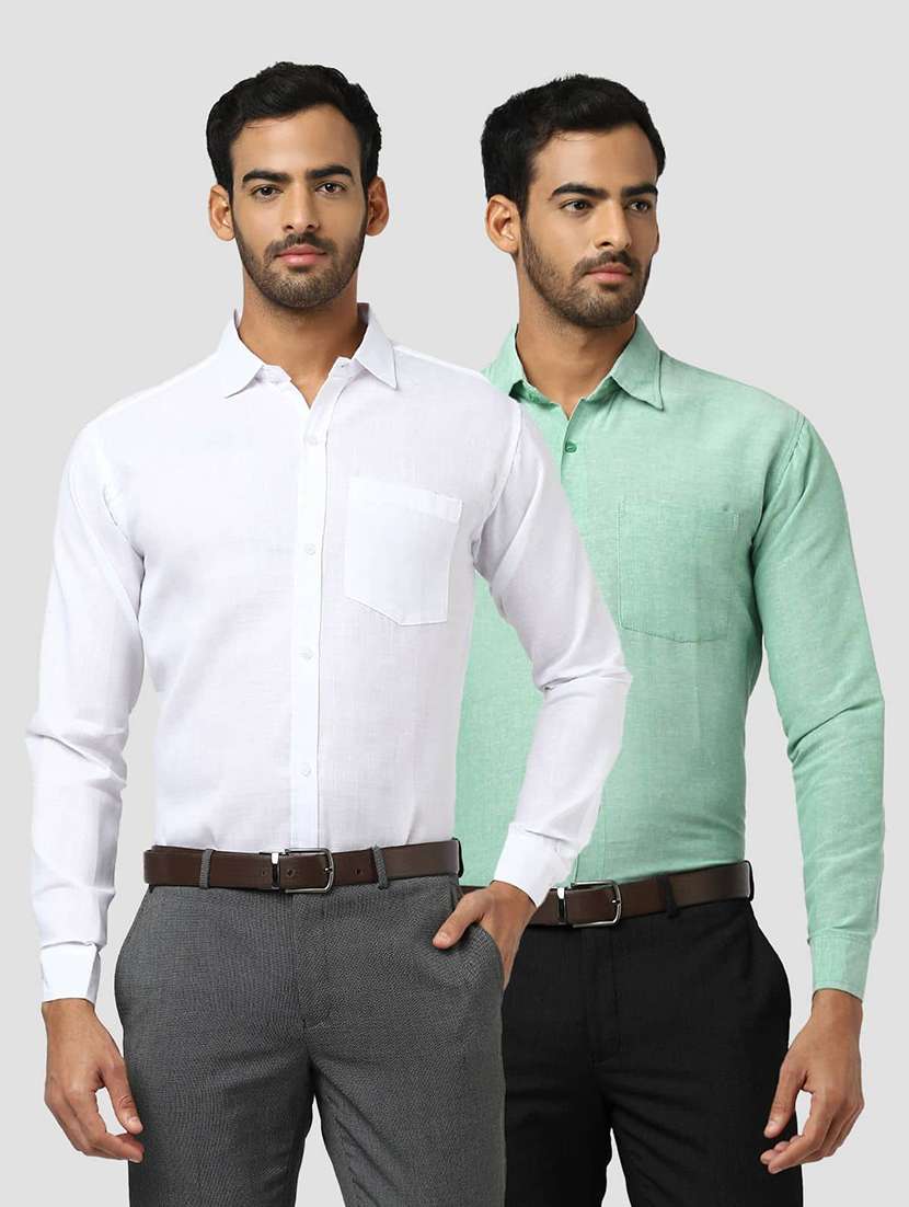 men pack of 2 solid long sleeves regular fit shirt
