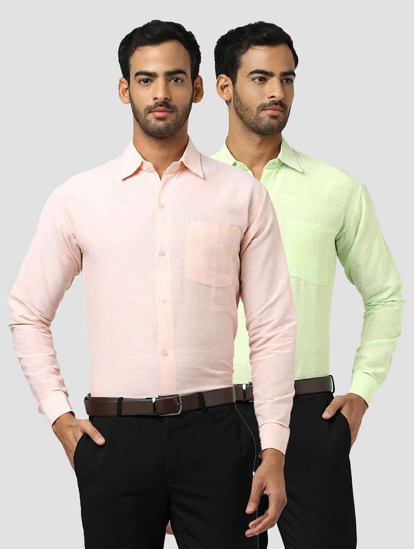 men pack of 2 solid long sleeves regular fit shirt
