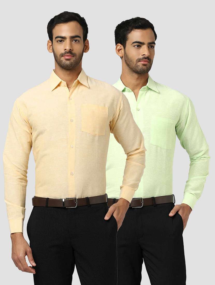 men pack of 2 solid long sleeves regular fit shirt