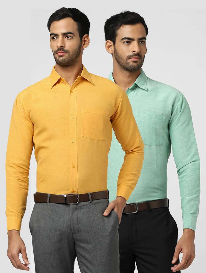 men pack of 2 solid long sleeves regular fit shirt
