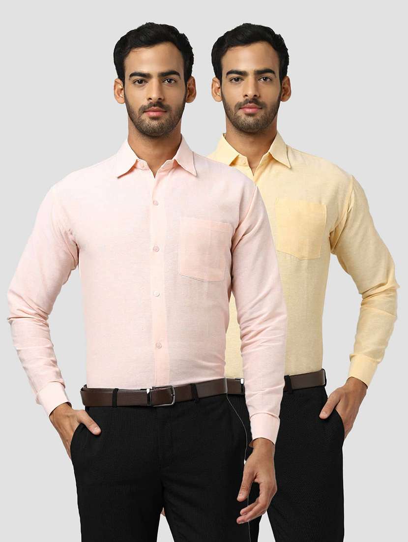 men pack of 2 solid long sleeves regular fit shirt