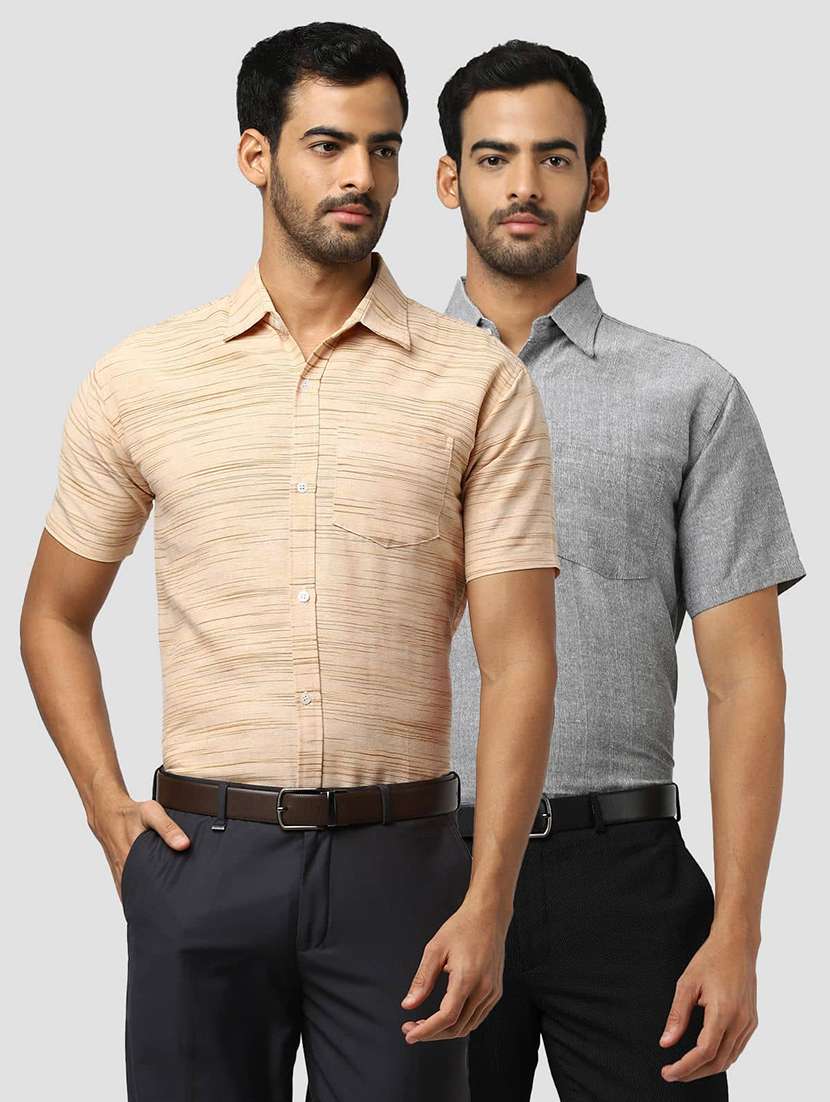 men pack of 2 self design short sleeves shirt