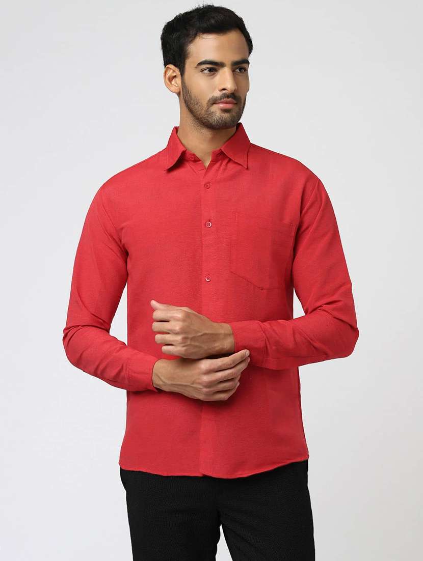 men solid long sleeves regular fit shirt