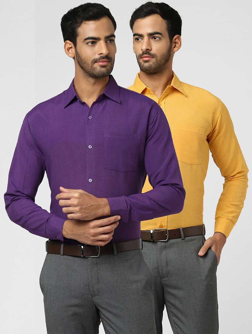 men pack of 2 solid long sleeves shirt
