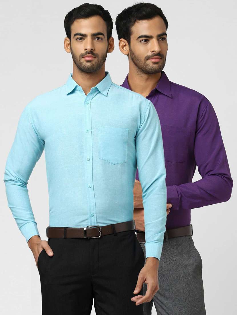 men pack of 2 solid long sleeves shirt