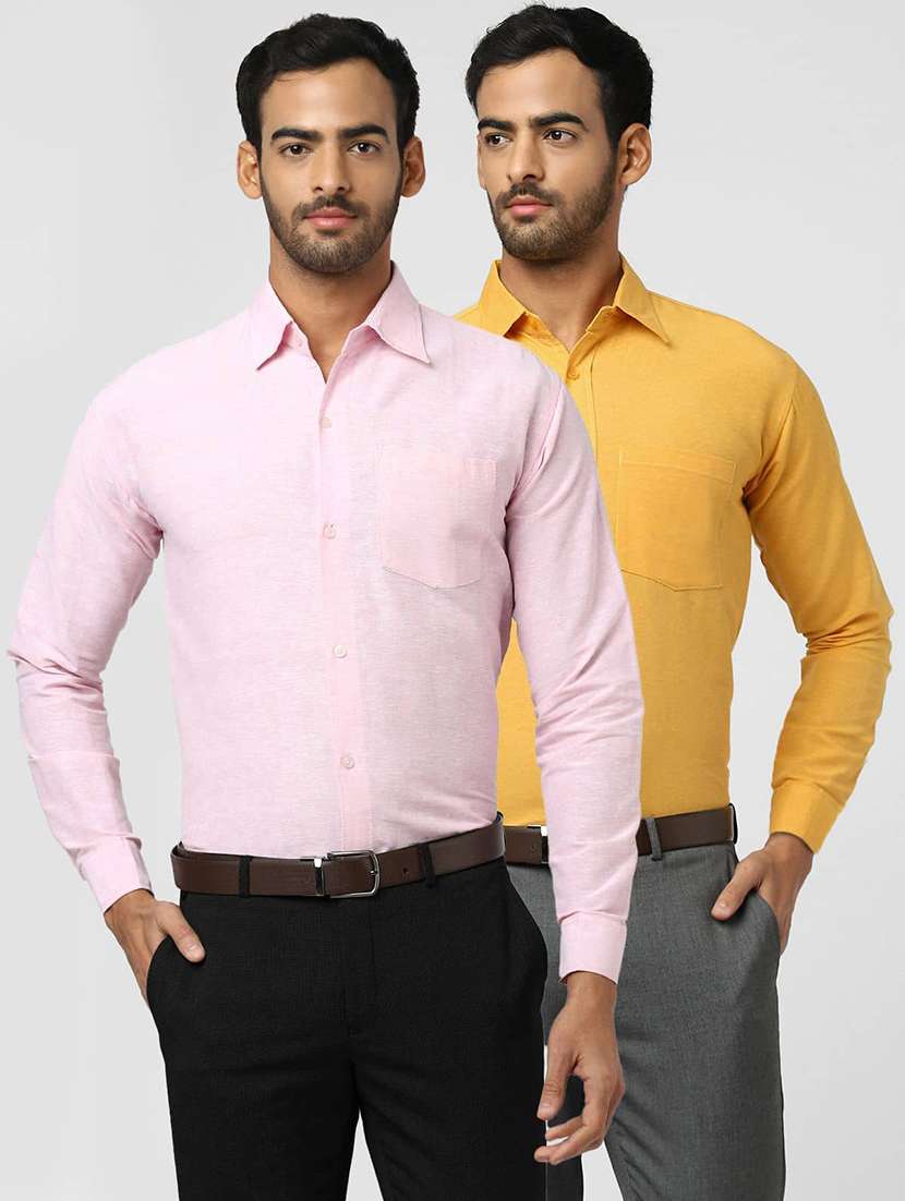 men pack of 2 solid long sleeves shirt