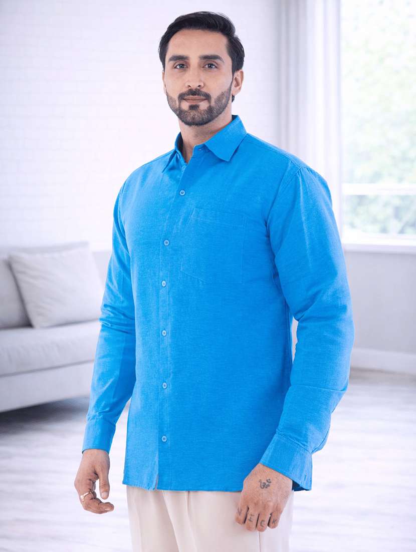 men solid long sleeves regular fit shirt