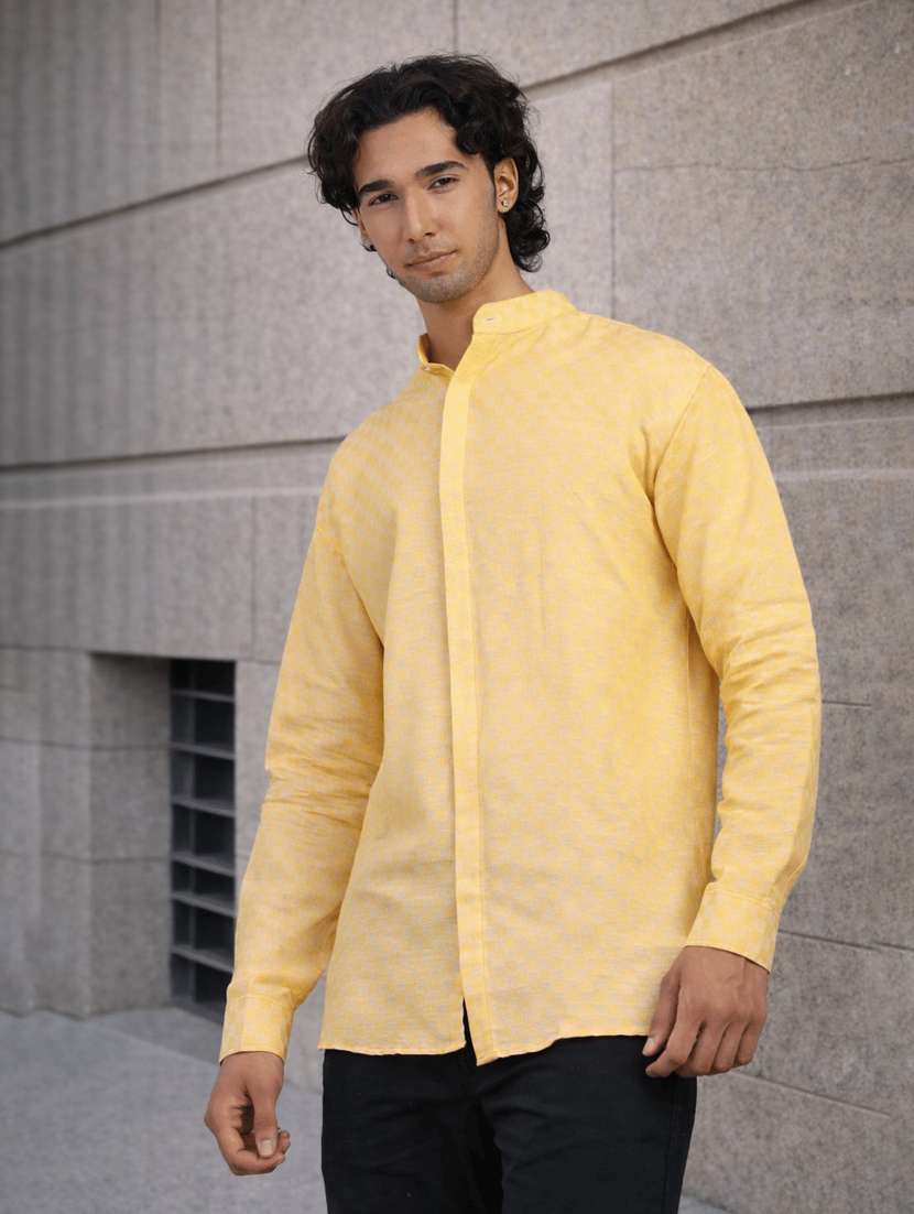 men self design long sleeves regular fit shirt