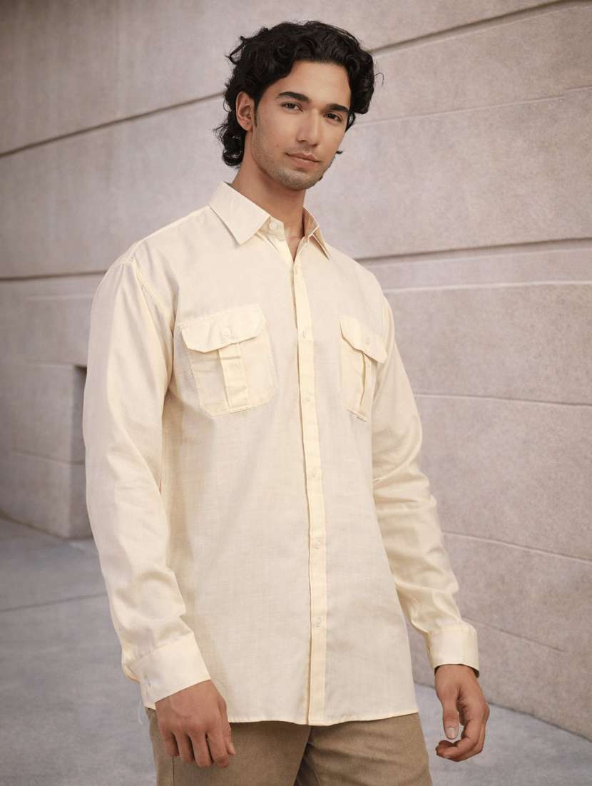 men solid long sleeves regular fit shirt