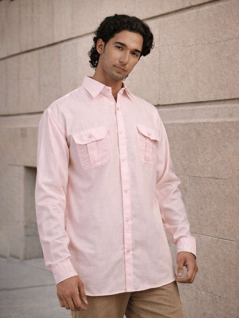 men solid long sleeves regular fit shirt