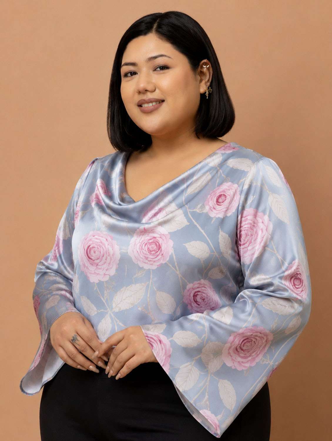 Women Printed Bell Sleeves Regular Top - 22589315 -  Standard Image - 3