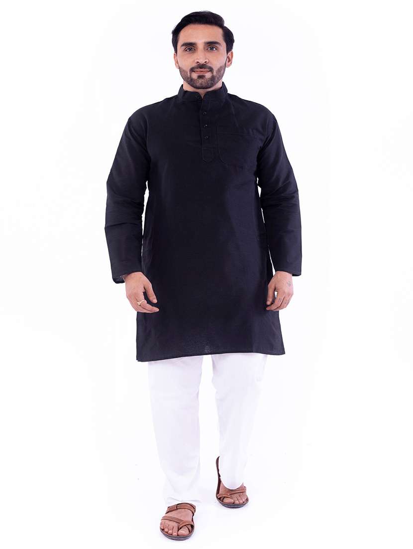 Men Pack Of 2 Solid Mandarin Neck Kurta - 22589375 -  Standard Image - 3