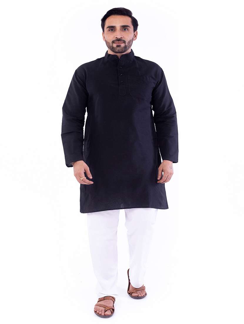 men pack of 2 solid mandarin neck kurta - 22589377 -  Standard Image - 3