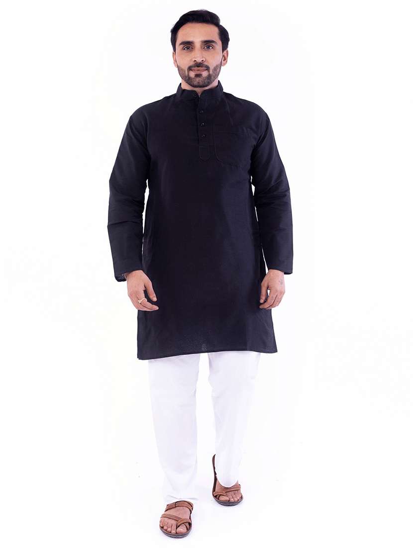 Men Pack Of 2 Solid Mandarin Neck Kurta - 22589378 -  Standard Image - 3