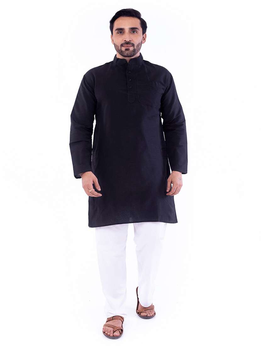 Men Pack Of 2 Solid Mandarin Neck Kurta - 22589379 -  Standard Image - 3
