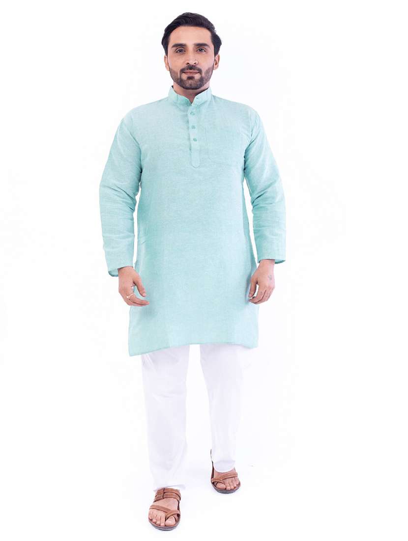 Men Pack Of 2 Solid Mandarin Neck Kurta - 22589414 -  Standard Image - 3