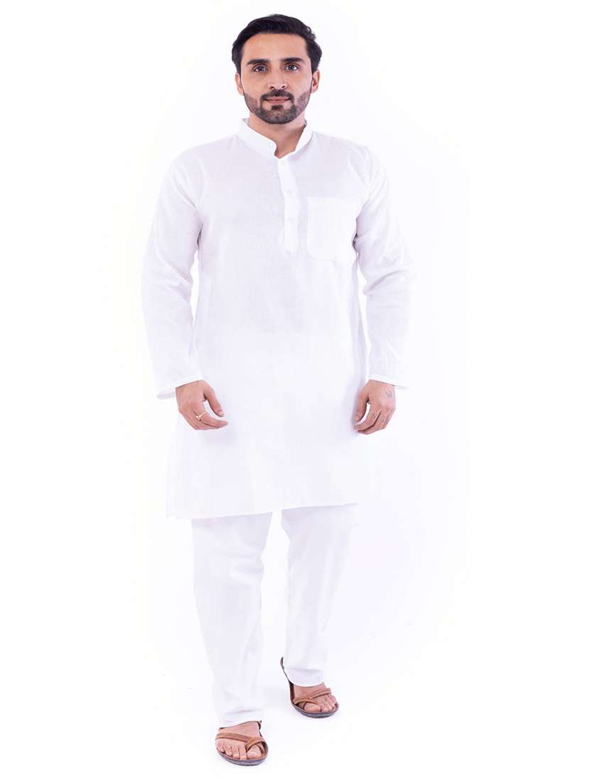 Men Pack Of 2 Solid Mandarin Neck Kurta - 22589415 -  Standard Image - 3
